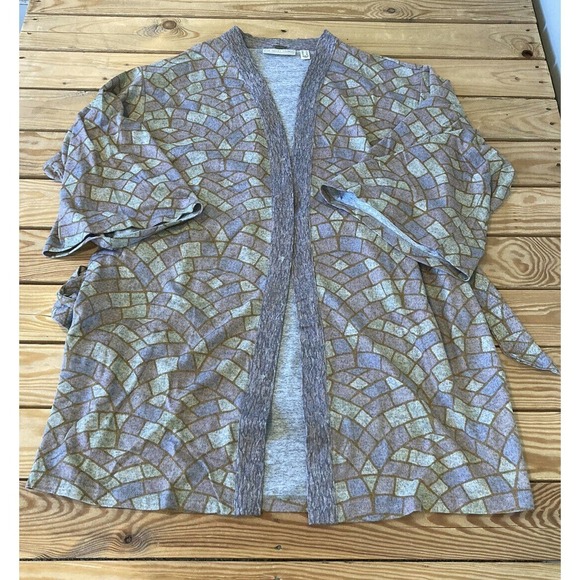 NEW The Muses Lounge Printed Tie Waist Cardigan Size Large Women’s Pink - Picture 1 of 7